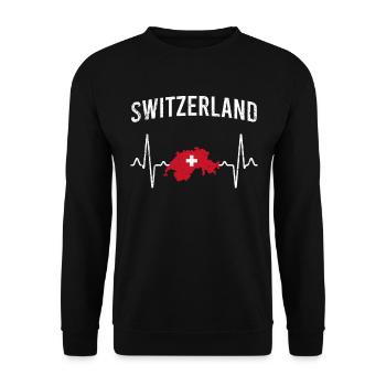 Suisse Heartbeat - Sweat-shirt Unisexe - noir - Devant - Alina (178cm) & Michal (187cm)