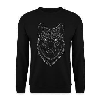 Wolf Animal Motif - Unisex Sweatshirt - black - Front - Alina (178cm) & Michal (187cm)