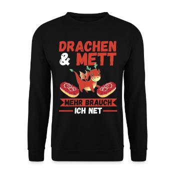 Mettbrötchen Mett Drachen - Unisex Pullover - Schwarz - Vorne - Alina (178cm) & Michal (187cm)