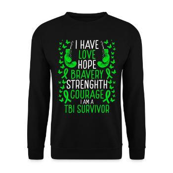 TBI Survivor Hope Traumatic Brain Injury Awareness - Unisex Sweatshirt - black - Front - Alina (178cm) & Michal (187cm)