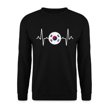 Südkorea Herzschlag - Unisex Pullover - Schwarz - Vorne - Alina (178cm) & Michal (187cm)