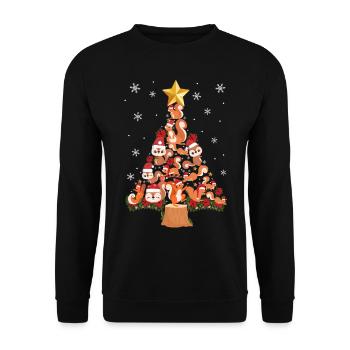 Squirrel Acorn Christmas Tree - Unisex Pullover - Schwarz - Vorne - Alina (178cm) & Michal (187cm)
