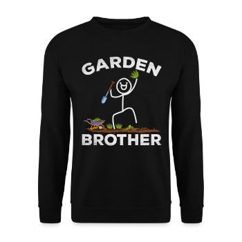 Garden Brother Strichmännchen Gartenarbeit Happy - Unisex Pullover - Schwarz - Vorne - Alina (178cm) & Michal (187cm)