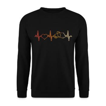 Roller Mofa Herzschlag Retro - Unisex Pullover - Schwarz - Vorne - Alina (178cm) & Michal (187cm)