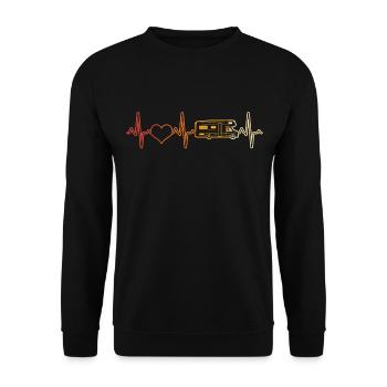 Motorhome Heartbeat Retro - Unisex Sweatshirt - black - Front - Alina (178cm) & Michal (187cm)