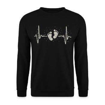 Fusspflege Fusspflegerin Herzschlag Fuss - Unisex Pullover - Schwarz - Vorne - Alina (178cm) & Michal (187cm)