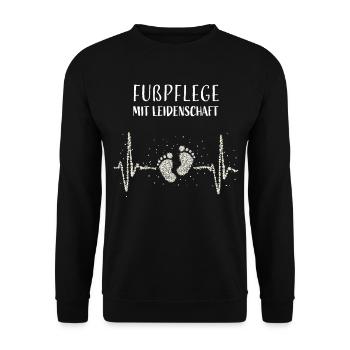 Fußpflege Fußpflegerin Podologe Pediküre - Unisex Pullover - Schwarz - Vorne - Alina (178cm) & Michal (187cm)