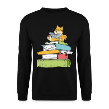 Bookworm dog book lover dog reads books - Unisex Sweatshirt - black - Front - Alina (178cm) & Michal (187cm)