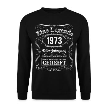 Legende 1973 Geburtstag Geburtsjahr 1973 Männer - Unisex Pullover - Schwarz - Vorne - Alina (178cm) & Michal (187cm)