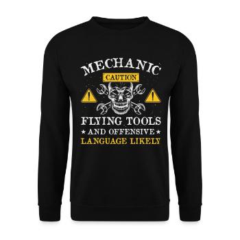 Mechanic Caution Funny Car Mechanic Saying - Unisex Sweatshirt - black - Front - Alina (178cm) & Michal (187cm)