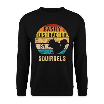 Squirrel Acorn Retro Vintage - Unisex Pullover - Schwarz - Vorne - Alina (178cm) & Michal (187cm)