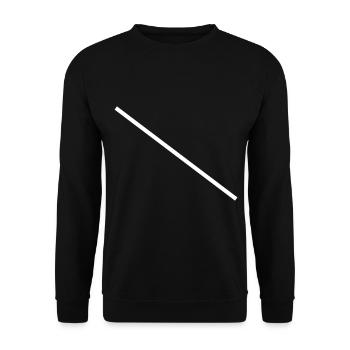 Weisser Diagonaler Balken - Unisex Pullover - Schwarz - Vorne - Alina (178cm) & Michal (187cm)