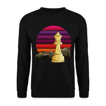 Chess Chessboard Checkmate Chess pieces King - Unisex Sweatshirt - black - Front - Alina (178cm) & Michal (187cm)