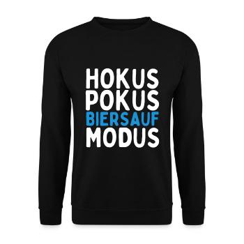 Hokus Pokus Biersauf Modus - Lustiger Spruch - Unisex Pullover - Schwarz - Vorne - Alina (178cm) & Michal (187cm)