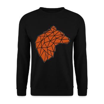 BÄR POLYGON BRAUNBÄR LINEARE ART GRAFIK - Unisex Pullover - Schwarz - Vorne - Alina (178cm) & Michal (187cm)