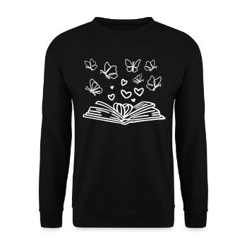 Read Book Bookworm Book Lover Book Hearts - Unisex Sweatshirt - black - Front - Alina (178cm) & Michal (187cm)