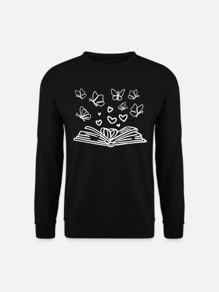Buch lesen Bücherwurm Book Lover Book Hearts - Unisex Pullover - Schwarz