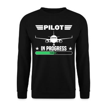 Pilot In Progress Aviation Engineering - Unisex Pullover - Schwarz - Vorne - Alina (178cm) & Michal (187cm)