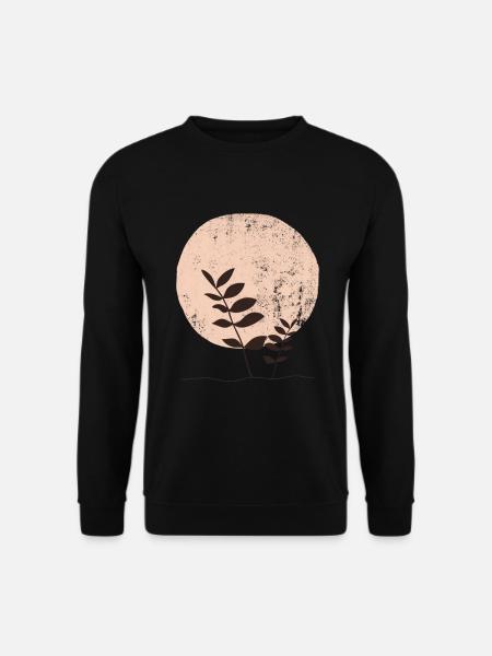 Boho sun leaves, abstract beige - Unisex Sweatshirt - black