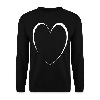 Cœur Blanc Simple - Sweat-shirt Unisexe - noir - Devant - Alina (178cm) & Michal (187cm)
