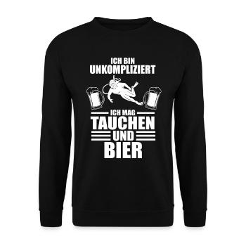 Taucher Tauchen Bier Tauchlehrer - Unisex Pullover - Schwarz - Vorne - Alina (178cm) & Michal (187cm)