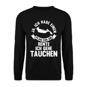 Tauchen Rente Ruhestand Taucher Tauchlehrer - Unisex Pullover - Schwarz - Vorne - Alina (178cm) & Michal (187cm)