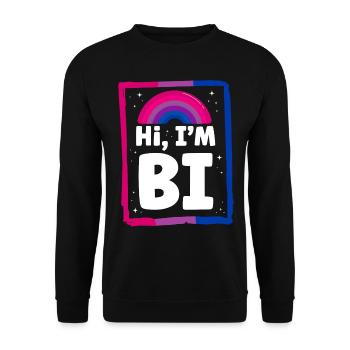 Bisexual Bi Pride Flag Hi, I'M Bi - Unisex Pullover - Schwarz - Vorne - Alina (178cm) & Michal (187cm)