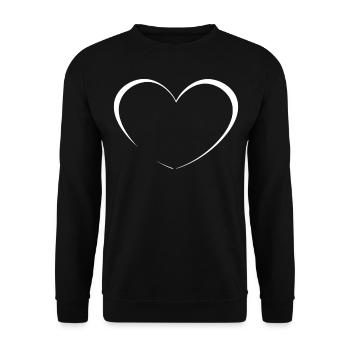 Cœur Blanc Simple - Sweat-shirt Unisexe - noir - Devant - Alina (178cm) & Michal (187cm)