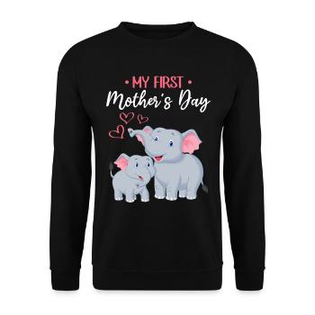 Fête des mères Éléphant Mère Ma première fête des mères - Sweat-shirt Unisexe - noir - Devant - Alina (178cm) & Michal (187cm)