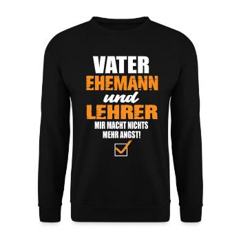 Vater Ehemann und Lehrer - Unisex Pullover - Schwarz - Vorne - Alina (178cm) & Michal (187cm)