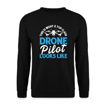 Drone Drone Drone Pilote Quadcopter - Sweat-shirt Unisexe - noir - Devant - Alina (178cm) & Michal (187cm)