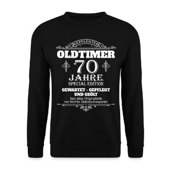 70. Geburtstag Mann 70 Jahre Geschenk - Unisex Pullover - Schwarz - Vorne - Alina (178cm) & Michal (187cm)