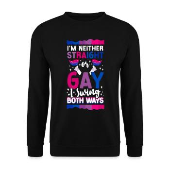 Bisexual Bi Pride Flag I'M Neither - Unisex Pullover - Schwarz - Vorne - Alina (178cm) & Michal (187cm)