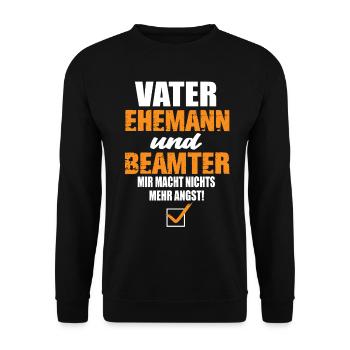 Vater Ehemann und Beamter - Unisex Pullover - Schwarz - Vorne - Alina (178cm) & Michal (187cm)