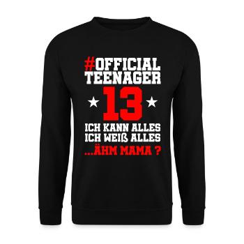 13 Birthday Boys 13 years Boy Girls Boys - Unisex Sweatshirt - black - Front - Alina (178cm) & Michal (187cm)