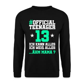 13 Birthday Boys 13 years Boy Girls Boys - Unisex Sweatshirt - black - Front - Alina (178cm) & Michal (187cm)