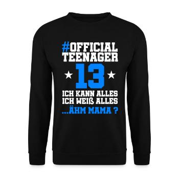 13 Birthday Boys 13 years Boy Girls Boys - Unisex Sweatshirt - black - Front - Alina (178cm) & Michal (187cm)