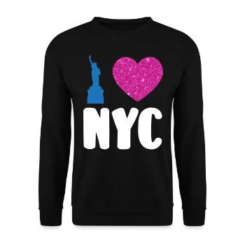 Ich liebe NYC New York City USA Amerika Reisen - Unisex Pullover - Schwarz - Vorne - Alina (178cm) & Michal (187cm)