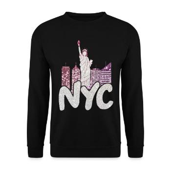 NYC New York City USA Amerika Reisen New Yorker - Unisex Pullover - Schwarz - Vorne - Alina (178cm) & Michal (187cm)