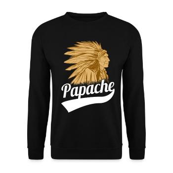 Fête des Pères Tshirt Apache Papa Papa Papa Papa Papi Papa - Sweat-shirt Unisexe - noir - Devant - Alina (178cm) & Michal (187cm)