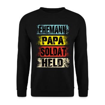 Ehemann Papa Soldat Held - Unisex Pullover - Schwarz - Vorne - Alina (178cm) & Michal (187cm)