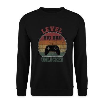 Level big Bro unlocked - Unisex Sweatshirt - black - Front - Alina (178cm) & Michal (187cm)