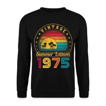 Édition d’été 1975 Anniversaire Vintage 1975 Rétro - Sweat-shirt Unisexe - noir - Devant - Alina (178cm) & Michal (187cm)