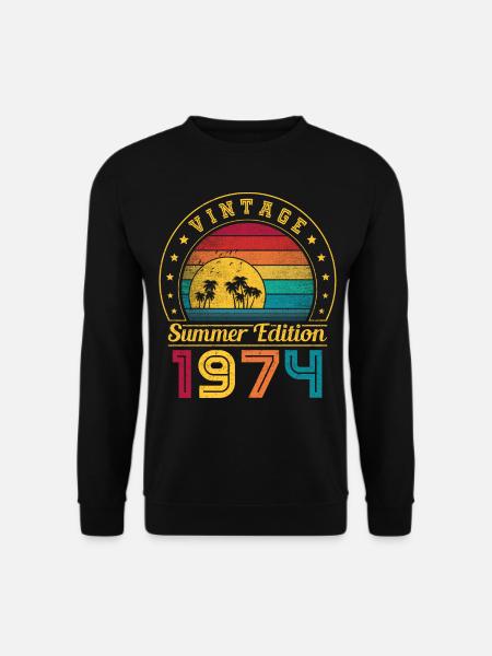 Summer Edition 1974 Birthday Vintage 1974 Retro - Unisex Sweatshirt - black
