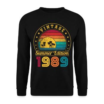 Édition d’été 1989 Anniversaire Vintage 1989 Rétro - Sweat-shirt Unisexe - noir - Devant - Alina (178cm) & Michal (187cm)