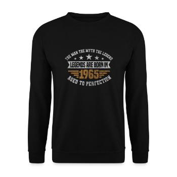 Legends are born in 1965 Jahrgang 1965 Geburtstag - Unisex Pullover - Schwarz - Vorne - Alina (178cm) & Michal (187cm)