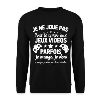 Je ne joue pas tout le temps aux jeux vidéos - Sweat-shirt Unisexe - noir - Devant - Alina (178cm) & Michal (187cm)