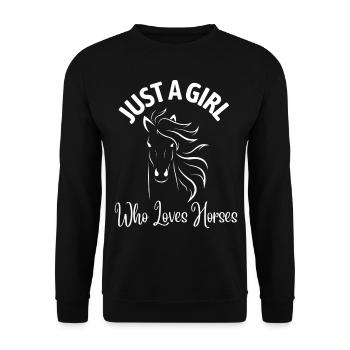 Juste une fille qui aime les chevaux! - Sweat-shirt Unisexe - noir - Devant - Alina (178cm) & Michal (187cm)