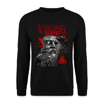 Viking Blood Odin Und Raben Wikinger Kultur - Unisex Pullover - Schwarz - Vorne - Alina (178cm) & Michal (187cm)