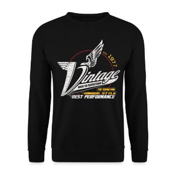 Vintage 1977 Birthday Born 1977 Men - Unisex Sweatshirt - black - Front - Alina (178cm) & Michal (187cm)
